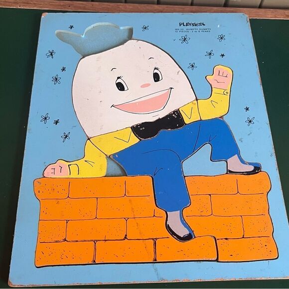 Vintage Playskool Wood Puzzle Nursery Rhymes Jack Jill Three Bears Humpty Dumpty - Picture 5 of 11